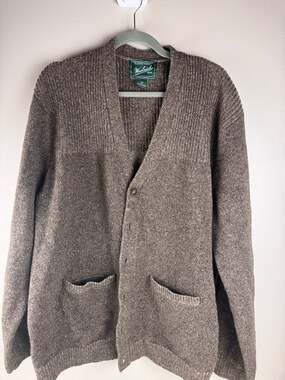 Woolrich Men's 2XL Wool Blend Cardigan Sweater Brown Button Front Grandpa Style